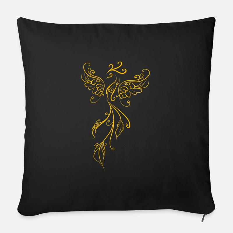 Phoenix legendärer Feuervogel "minimalistische Linie" - Sofakissenbezug 45 x 45 cm - Schwarz