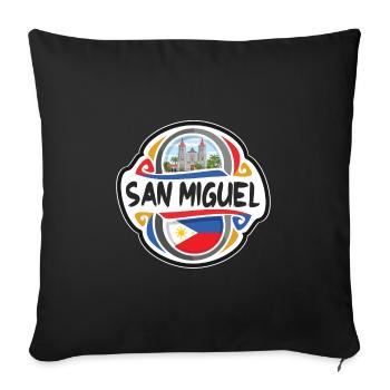 San Miguel Philippines Flag Travel Souvenir Badge - Sofa pillowcase 17,3'' x 17,3'' (45 x 45 cm) - black - Front