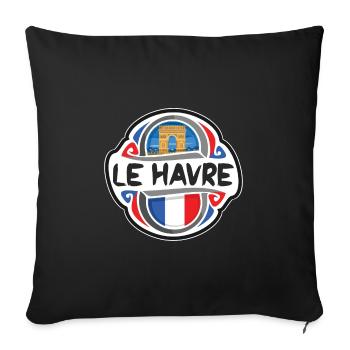 Le Havre France Drapeau Badge Voyage Souvenir Timbre - Housse de coussin décorative 45 x 45 cm - noir - Devant
