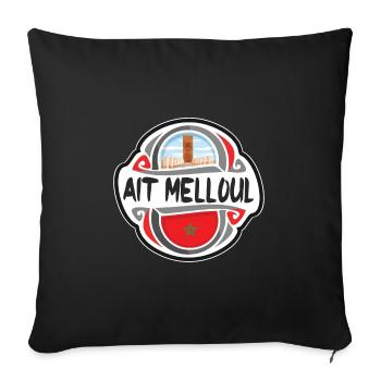 Ait Melloul Maroc Drapeau Voyage Souvenir Badge Sta - Housse de coussin décorative 45 x 45 cm - noir - Devant