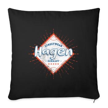 Hagen Germany City Skyline Home Love - Sofa pillowcase 17,3'' x 17,3'' (45 x 45 cm) - black - Front