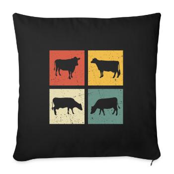 rétro t-shirt vache vaches - Housse de coussin décorative 45 x 45 cm - noir - Devant