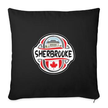 Insigne du drapeau du Canada de Sherbrooke Timbre souvenir de voyage - Housse de coussin décorative 45 x 45 cm - noir - Devant