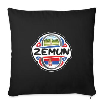 Zemun Serbie Drapeau Badge Voyage Souvenir Timbre - Housse de coussin décorative 45 x 45 cm - noir - Devant