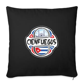Cienfuegos Cuba Flag Badge Travel Souvenir Stamp - Sofa pillowcase 17,3'' x 17,3'' (45 x 45 cm) - black - Front
