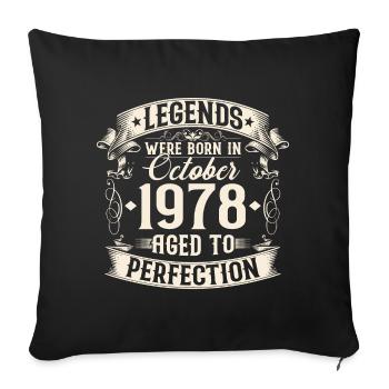 Octobre Né en 1978 Légendes Anniversaire - Housse de coussin décorative 45 x 45 cm - noir - Devant