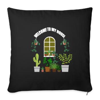 amoureux de la jungle urbaine et des plantes - Housse de coussin décorative 45 x 45 cm - noir - Devant