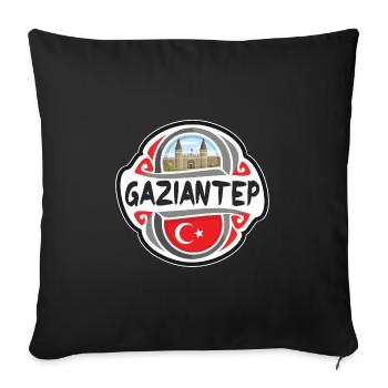 Gaziantep Turquie Drapeau Badge Voyage Souvenir Timbre - Housse de coussin décorative 45 x 45 cm - noir - Devant