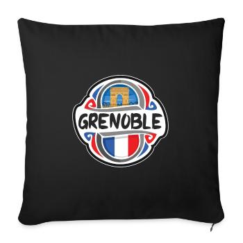 Grenoble France Flag Badge Travel Souvenir Stamp - Sofa pillowcase 17,3'' x 17,3'' (45 x 45 cm) - black - Front
