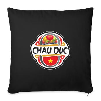 Chau Doc Vietnam Drapeau Badge Voyage Souvenir Timbre - Housse de coussin décorative 45 x 45 cm - noir - Devant
