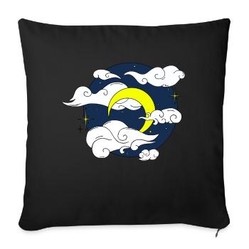 Mond am Sternenhimmel - Sofakissenbezug 45 x 45 cm - Schwarz - Vorne