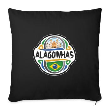 Alagoinhas Brésil Drapeau Badge Voyage Souvenir Timbre - Housse de coussin décorative 45 x 45 cm - noir - Devant