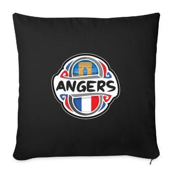 Angers Frankreich Flagge Abzeichen Reise Souvenir Briefmarke - Sofakissenbezug 45 x 45 cm - Schwarz - Vorne