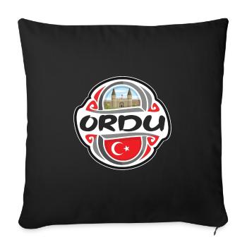 Ordu Turquie Drapeau Badge Voyage Souvenir Timbre - Housse de coussin décorative 45 x 45 cm - noir - Devant