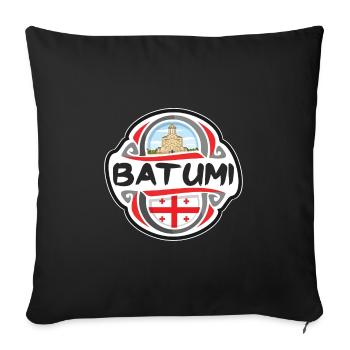 Batumi Géorgie Drapeau Badge Voyage Souvenir Timbre - Housse de coussin décorative 45 x 45 cm - noir - Devant