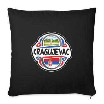 Kragujevac Serbie Drapeau Badge Voyage Souvenir Timbre - Housse de coussin décorative 45 x 45 cm - noir - Devant