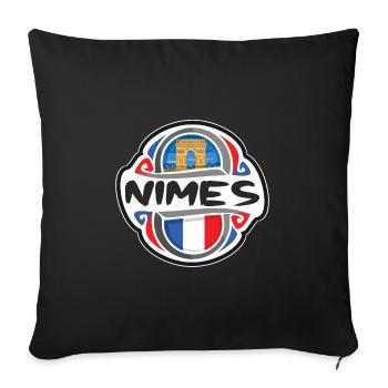 Nîmes France Drapeau Badge Voyage Souvenir Timbre - Housse de coussin décorative 45 x 45 cm - noir - Devant