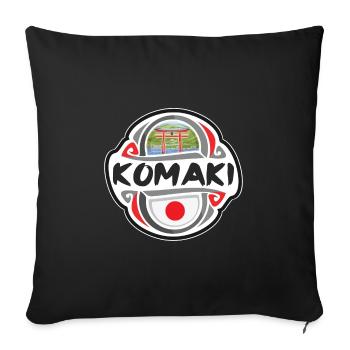 Komaki Japon Drapeau Badge Souvenir de Voyage Timbre - Housse de coussin décorative 45 x 45 cm - noir - Devant