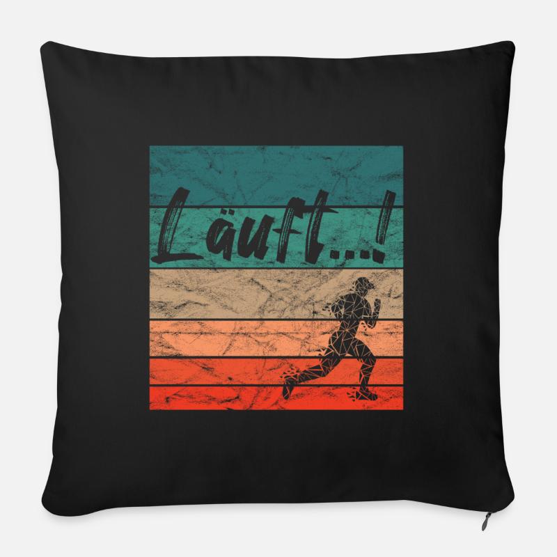 Läuft Jogging Spruch Optimist retro vintage - Sofakissenbezug 45 x 45 cm - Schwarz