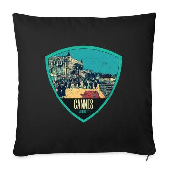 Original retro illustration La Croisette in Cannes - Sofa pillowcase 17,3'' x 17,3'' (45 x 45 cm) - black - Front