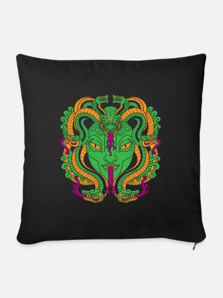 Medusa Gesicht Schlangenfrau - Sofakissenbezug 45 x 45 cm - Schwarz
