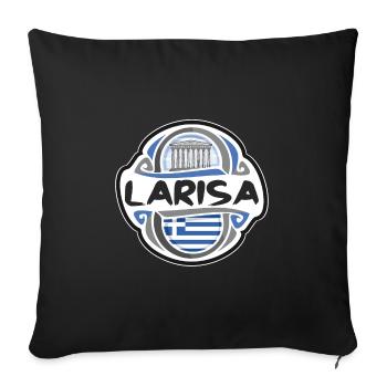 Larisa Grèce Drapeau Badge Voyage Souvenir Timbre - Housse de coussin décorative 45 x 45 cm - noir - Devant