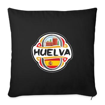 Huelva Espagne Drapeau Badge Voyage Souvenir Timbre - Housse de coussin décorative 45 x 45 cm - noir - Devant
