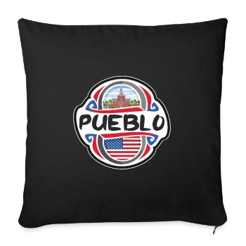 Pueblo USA Drapeau des États-Unis Souvenir de voyage Badg - Housse de coussin décorative 45 x 45 cm - noir - Devant