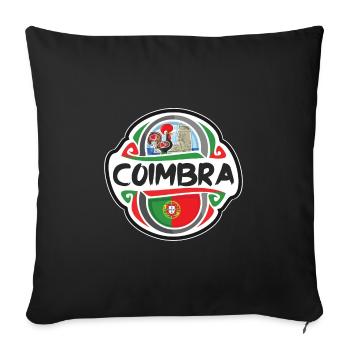 Coimbra Portugal Drapeau Badge Voyage Souvenir Timbre - Housse de coussin décorative 45 x 45 cm - noir - Devant