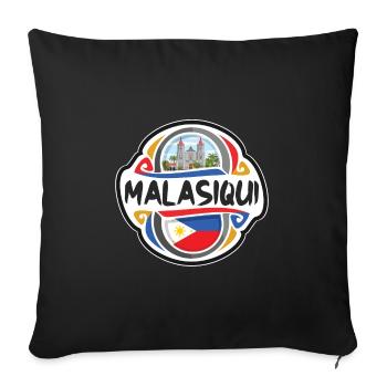 Malasiqui Philippines Flag Travel Souvenir Badge S - Sofa pillowcase 17,3'' x 17,3'' (45 x 45 cm) - black - Front