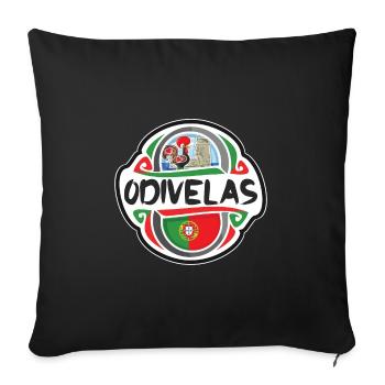 Odivelas Portugal Drapeau Badge Voyage Souvenir Timbre - Housse de coussin décorative 45 x 45 cm - noir - Devant