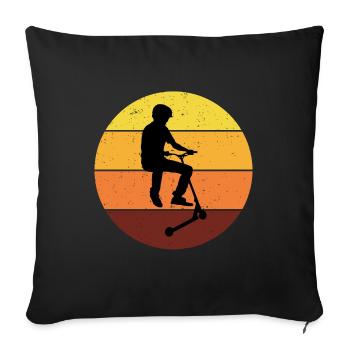 Stunt Scooter Freestyle Scootering Vintage Retro - Sofa pillowcase 17,3'' x 17,3'' (45 x 45 cm) - black - Front