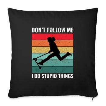 Stunt Scooter Freestyle Scootering Vintage Retro - Sofa pillowcase 17,3'' x 17,3'' (45 x 45 cm) - black - Front