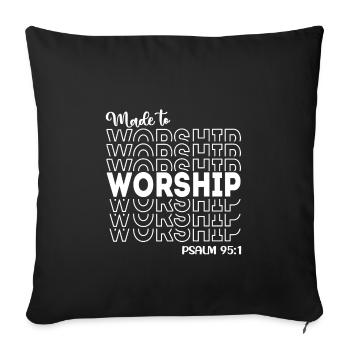 Dessein chrétien fait pour adorer psaume 95 verset 1 - Housse de coussin décorative 45 x 45 cm - noir - Devant