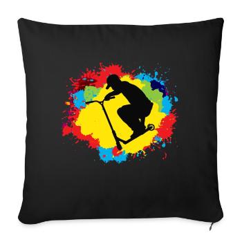 Stunt Scooter Freestyle Scootering Riding Colorful - Sofa pillowcase 17,3'' x 17,3'' (45 x 45 cm) - black - Front