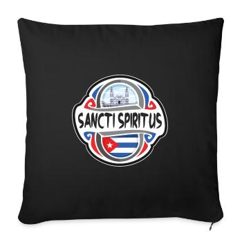 Sancti Spiritus Cuba Flag Travel Souvenir Badge St - Sofa pillowcase 17,3'' x 17,3'' (45 x 45 cm) - black - Front