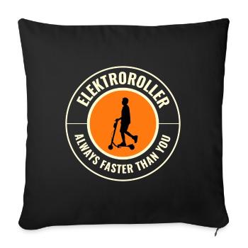 Conducteur de scooter électrique E-Scooter motorisé - Housse de coussin décorative 45 x 45 cm - noir - Devant