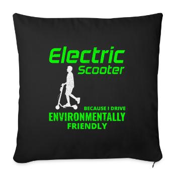 Conducteur de scooter électrique E-Scooter motorisé - Housse de coussin décorative 45 x 45 cm - noir - Devant