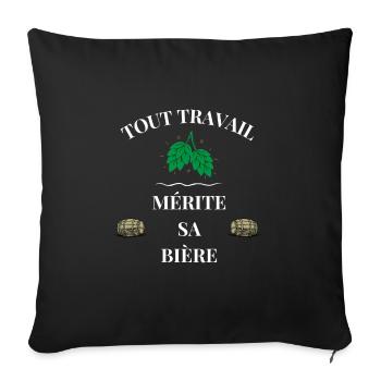Tout travail mérite sa bière - Housse de coussin décorative 45 x 45 cm - noir - Devant