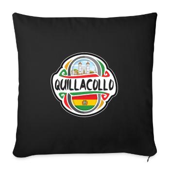 Quillacollo Bolivie Drapeau Voyage Souvenir Badge Sta - Housse de coussin décorative 45 x 45 cm - noir - Devant