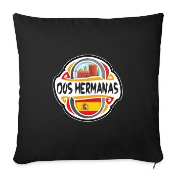 Dos Hermanas Espagne Drapeau Voyage Souvenir Badge Stam - Housse de coussin décorative 45 x 45 cm - noir - Devant