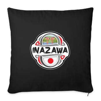 Inazawa Japon drapeau insigne voyage souvenir timbre - Housse de coussin décorative 45 x 45 cm - noir - Devant