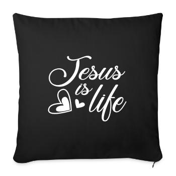 Conception chrétienne Jésus est la vie - Housse de coussin décorative 45 x 45 cm - noir - Devant