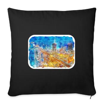 Beijing Chine Aquarelle Sketch Painting - Housse de coussin décorative 45 x 45 cm - noir - Devant