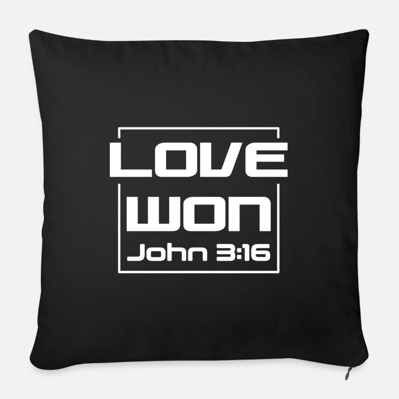 Christian Design Love Won Johannes 3 Vers 16 - Sofakissenbezug 45 x 45 cm - Schwarz