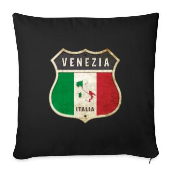 Venezia Italien Wappen Flaggen Design - Sofakissenbezug 45 x 45 cm - Schwarz - Vorne