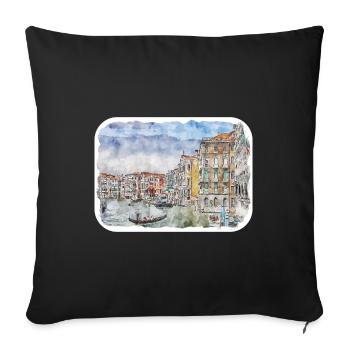 Italy Watercolor Sketch Hand Drawn Illustration - Sofa pillowcase 17,3'' x 17,3'' (45 x 45 cm) - black - Front