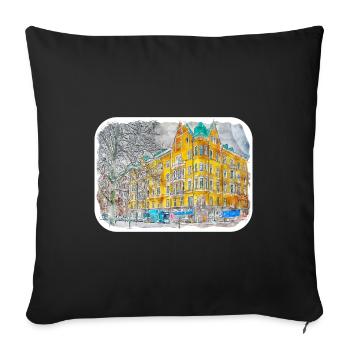 Helsinki Finland Watercolor Sketch Illustration - Sofa pillowcase 17,3'' x 17,3'' (45 x 45 cm) - black - Front