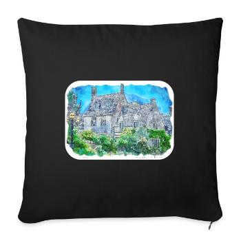 England UK Watercolor Sketch Drawn Illustration - Sofa pillowcase 17,3'' x 17,3'' (45 x 45 cm) - black - Front