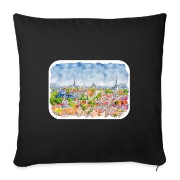 Tallinn Estonia Watercolor Sketch Drawn Illustrati - Sofa pillowcase 17,3'' x 17,3'' (45 x 45 cm) - black - Front